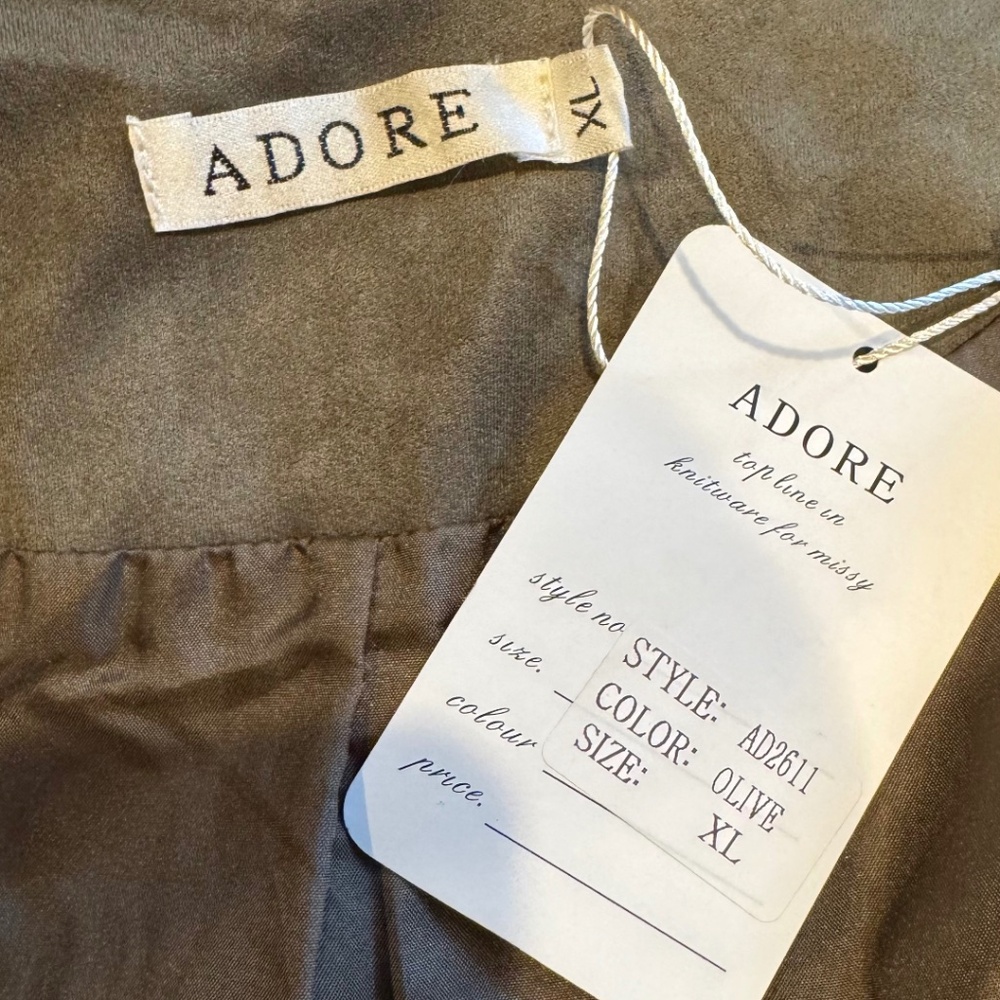 ADORE Olive faux suede lace-up zip jacket grommet detail size XL - Picture 5 of 7